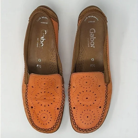 Gabor Orange Slip On Loafers Size UK 4.5 = US 7 - Picture 2 of 10